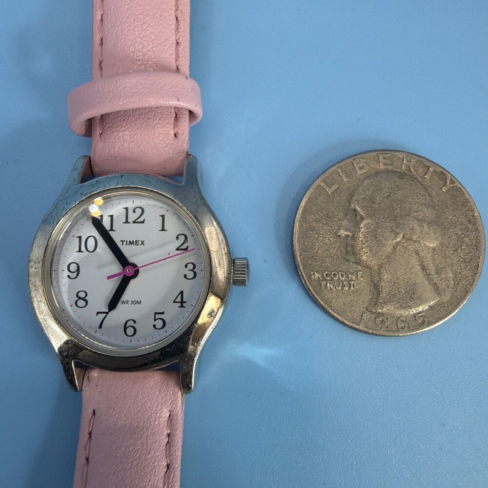 Timex Watch, Stainless Steel Case, Pink Band, Child or Ladies, New Battery